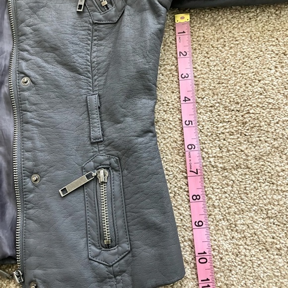 Jou Jou Dark Gray Faux Leather Motto Jacket Size 7/8 - Picture 8 of 11